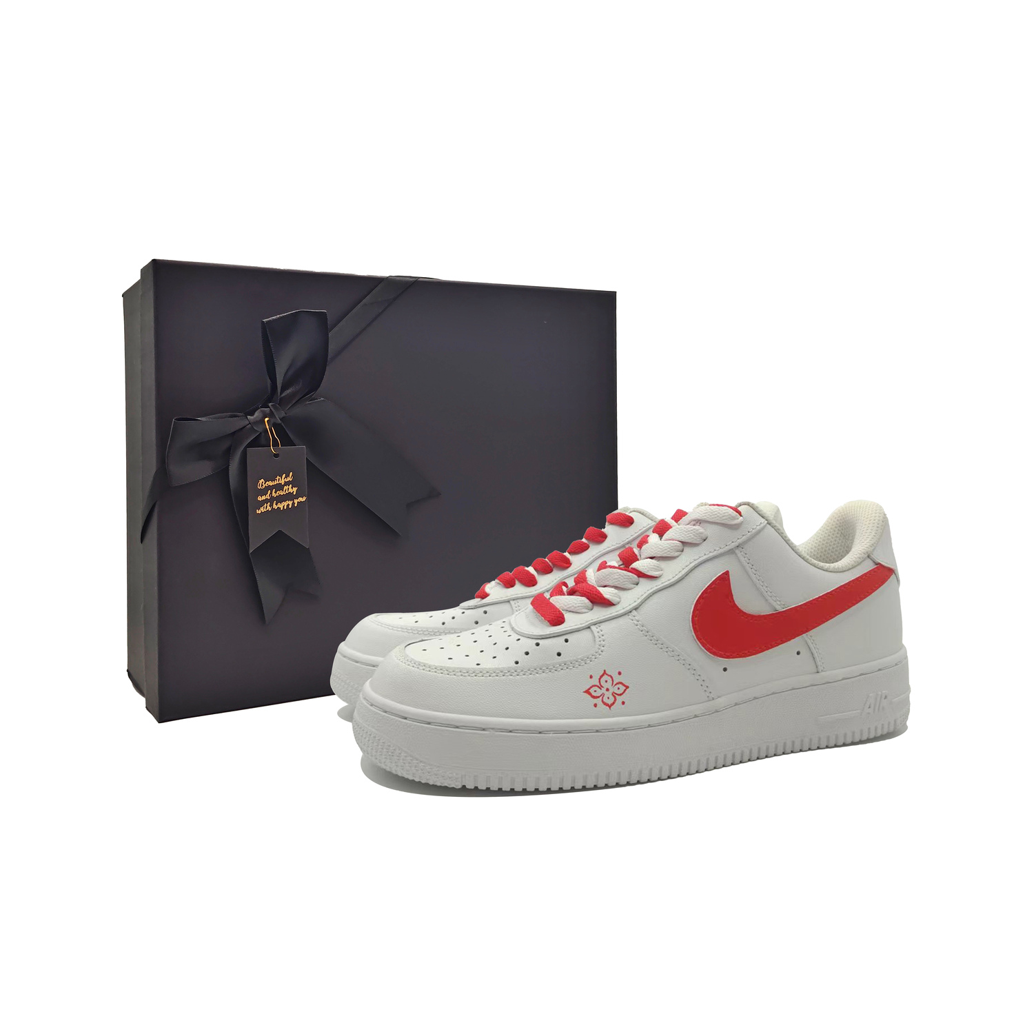 

Кроссовки Nike Air Force 1 CNY Collection Meizu устойчивые к износу на платформе унисекс бело-красные, цвет White Red