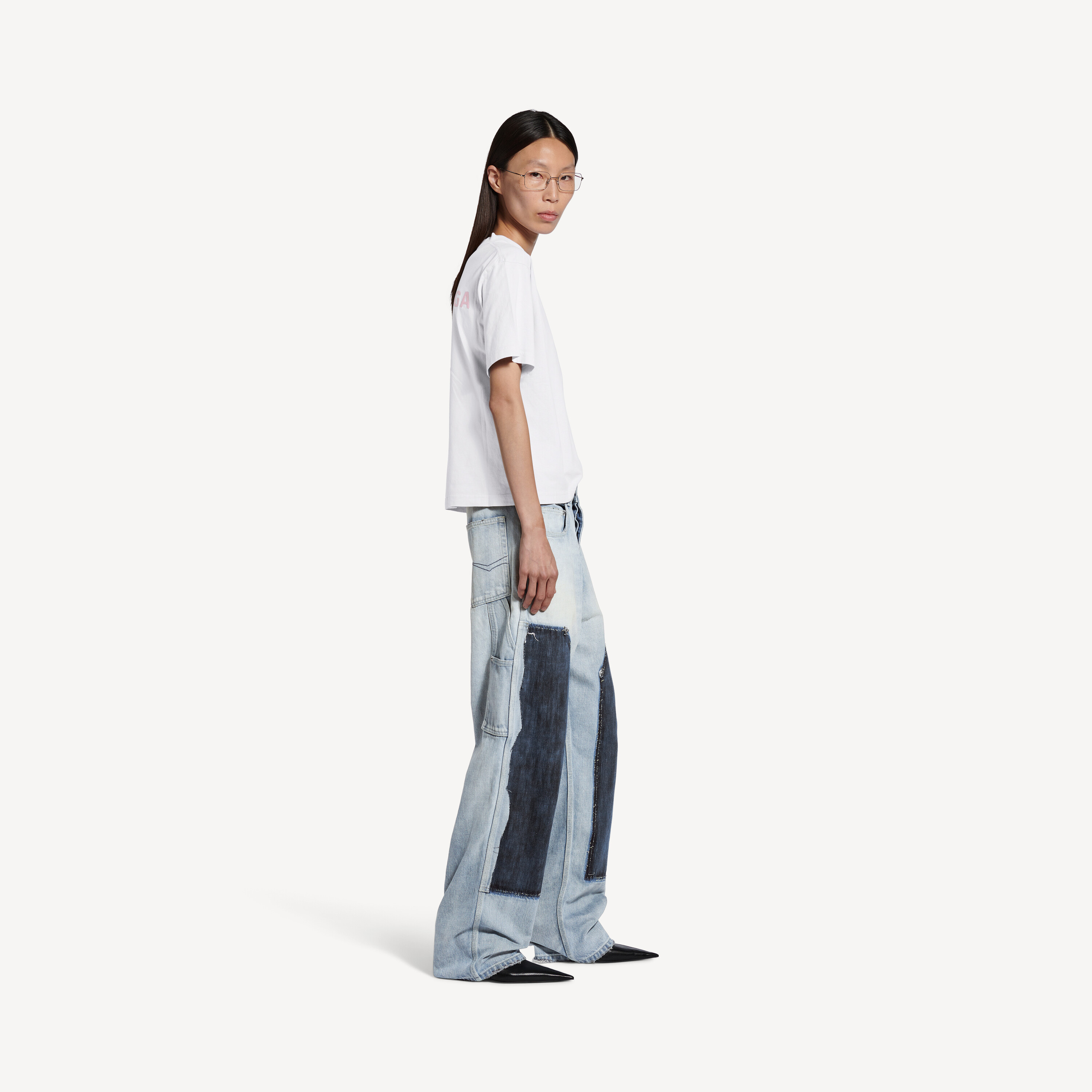 Женская футболка Balenciaga Back среднего кроя, грязно-белая — фото 3