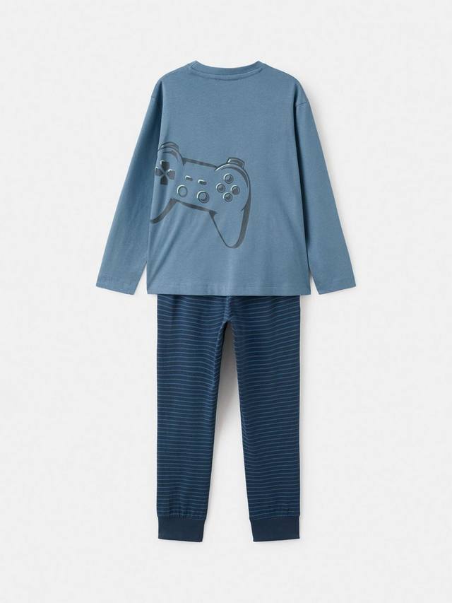 Детский пижамный комплект из хлопка с длинными рукавами Mango, Dark Blue — фото 2