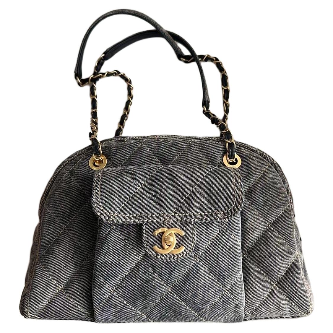 

CHANEL Джинсовая сумка через плечо с одним ремнем Trumpets Women's Gray