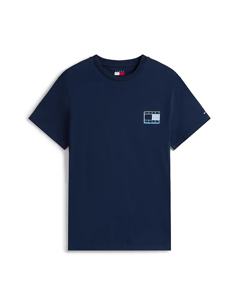 

Футболка Tommy Jeans с неоновым логотипом в виде флага, темно-синего цвета