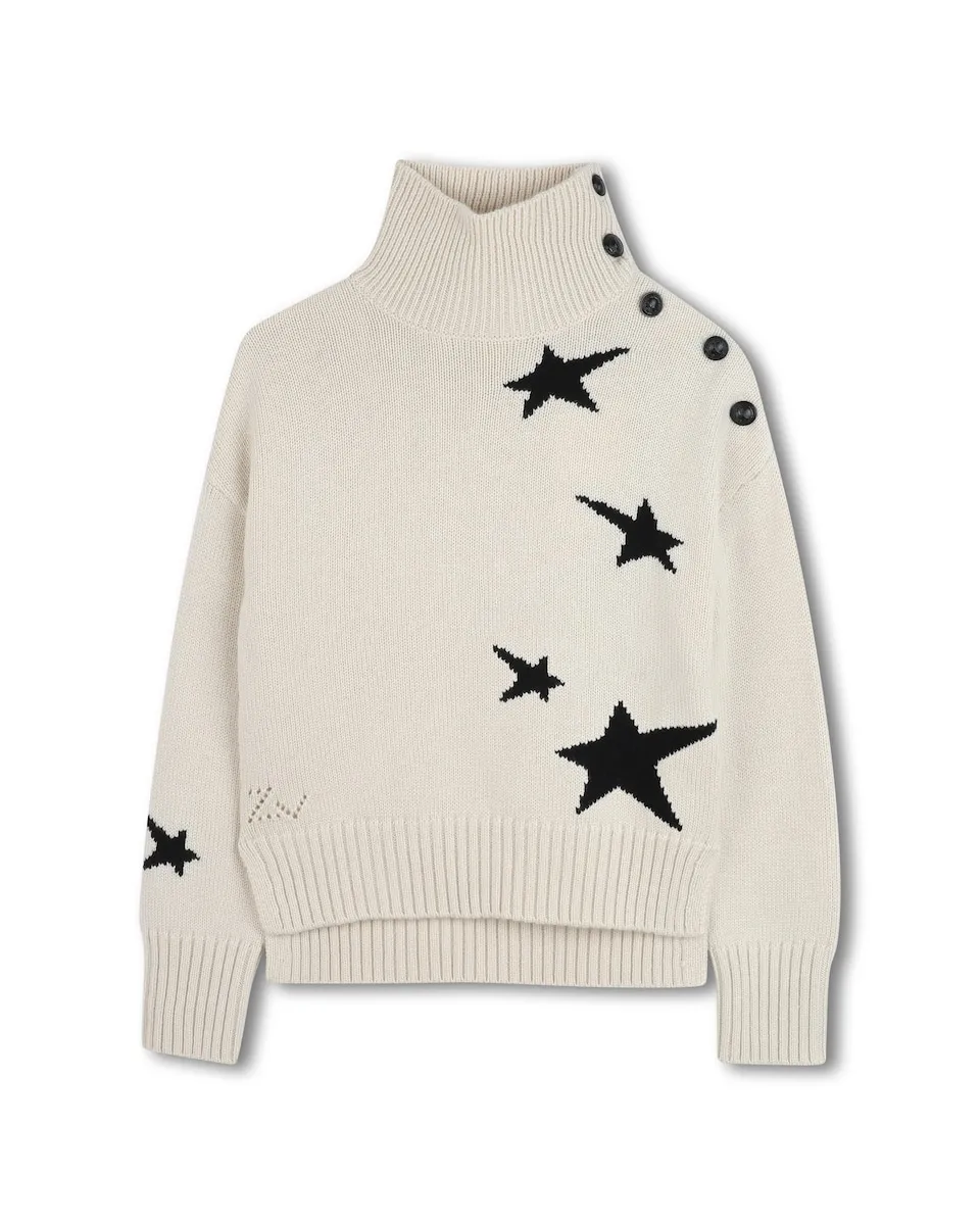 

Детский джемпер естественного цвета с длинными рукавами Zadig & Voltaire