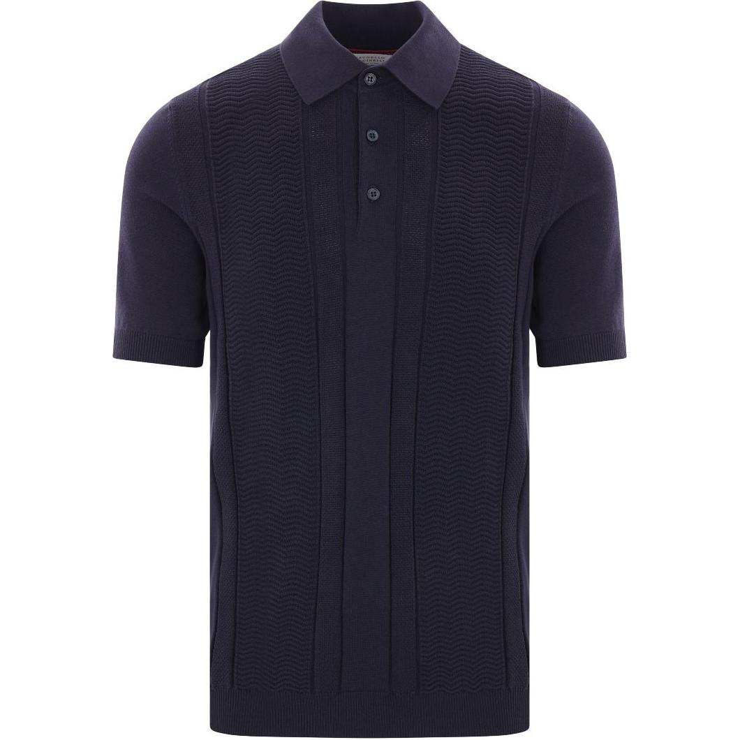 

Вязаная хлопковая поло Brunello Cucinelli, синий
