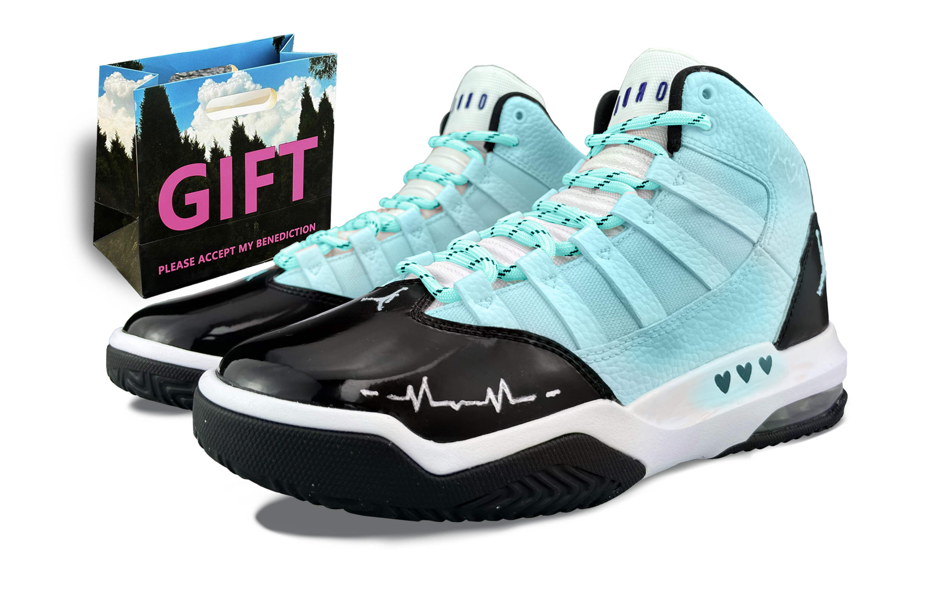 

Кроссовки Jordan Max Aura 1 Vintage Basketball Shoes Women's High-top Blue/white/black, цвет Tiffany Blue