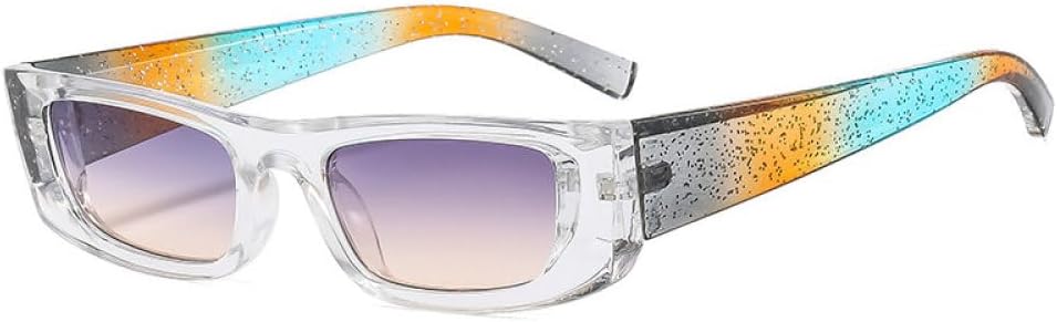 

Панк-солнцезащитные очки для женщин, модные разноцветные прямоугольные очки с защитой от УФ-излучения UV400, ретро-очки для мужчин с градиентным переходом цвета, трендовые очки TYUVIVO, Clear-grayyellow