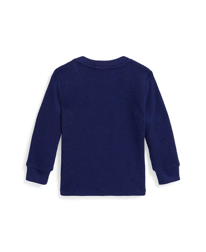 Детская футболка для мальчиков с вафельной вязкой Polo Ralph Lauren, синий — фото 2