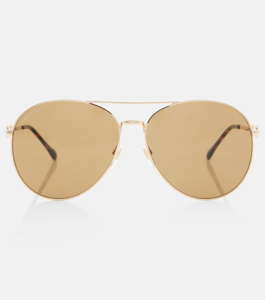 

Авиаторские очки с подвеской Horsebit Gucci, Gold-Gold-Brown