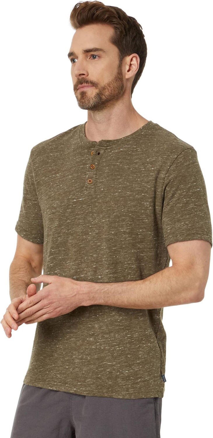 

Рубашка Lucky Brand Linen Short Sleeve Henley, цвет Dark Olive