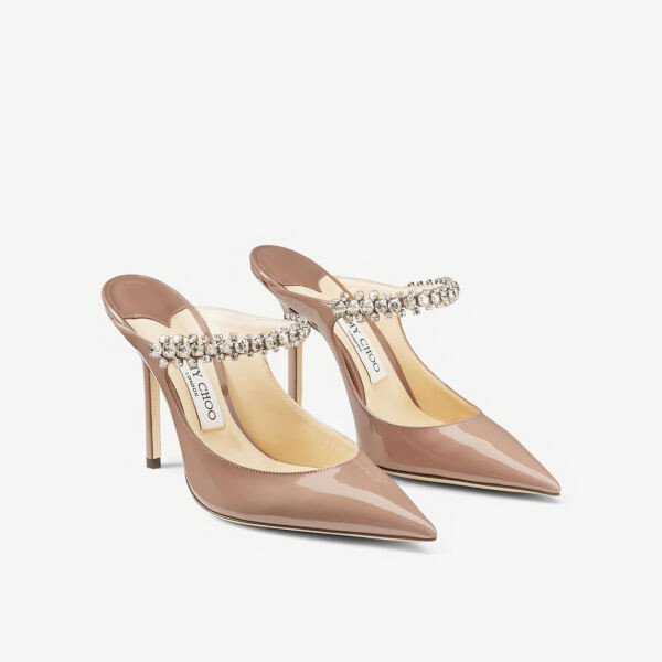 Туфли-лодочки Bing 100 на каблуке из лакированной кожи, украшенные кристаллами Jimmy Choo, розовый — фото 4