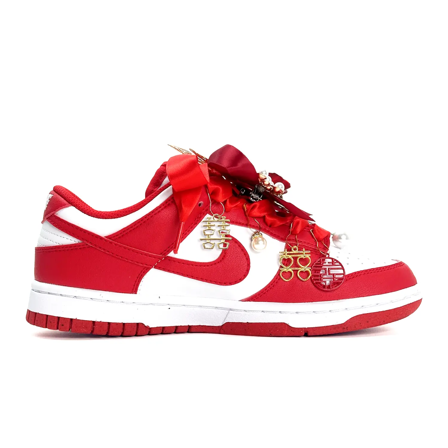Nike Dunk Auspicious Dragon And Phoenix низкие скейтборд кроссовки Unisex красные — фото 4
