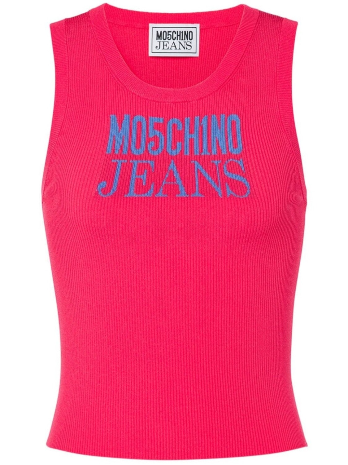 

MOSCHINO JEANS топ в рубчик с логотипом, розовый