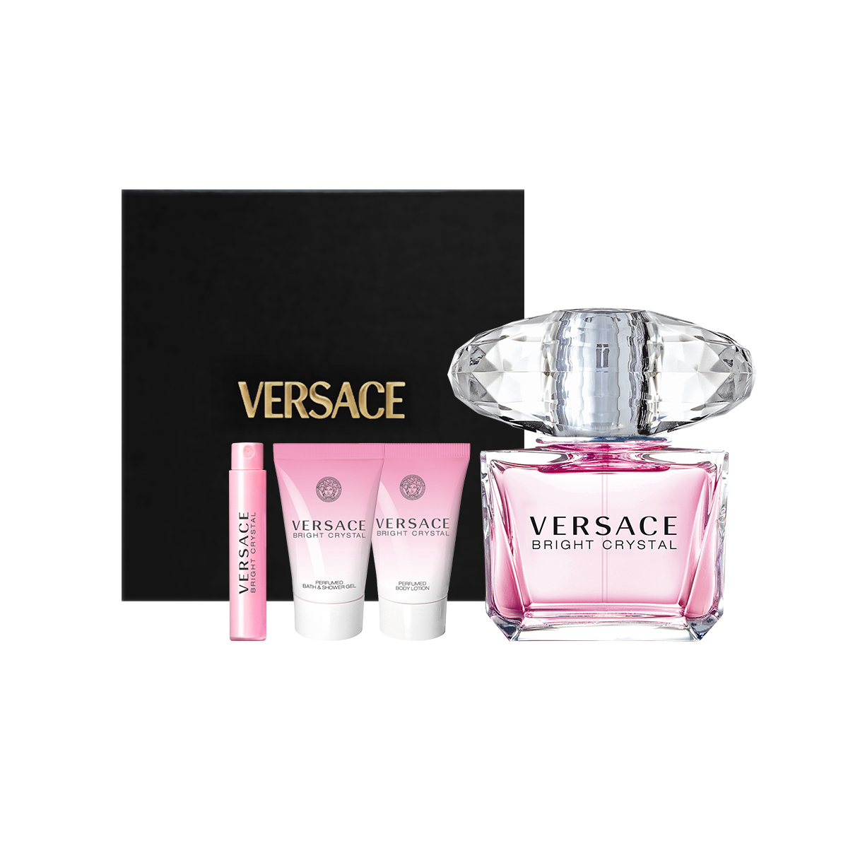 VERSACE Розовый кристальный бриллиант женский парфюмерный Набор в подарочной коробке гель для душа+увлажняющий лосьон туалетная вода