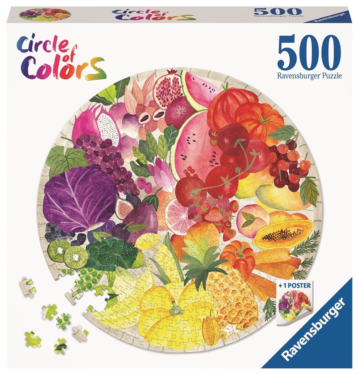 

Равенсбургер, пазл, Цветовая палитра, Фрукты и овощи, 500 шт. Ravensburger
