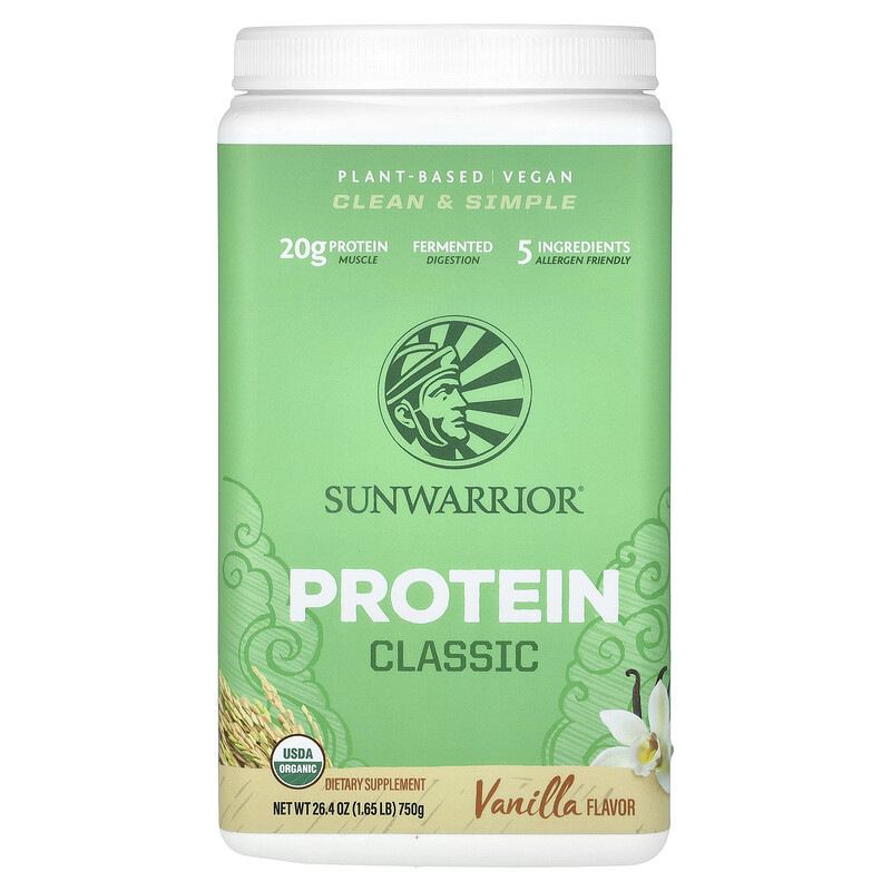 

Sunwarrior, классический протеин, со вкусом ванили, 750 г (1,65 фунта)