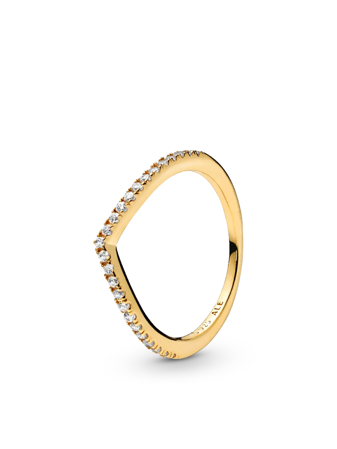 

Сверкающее кольцо Wishbone Pandora, позолоченное серебро 18 карат