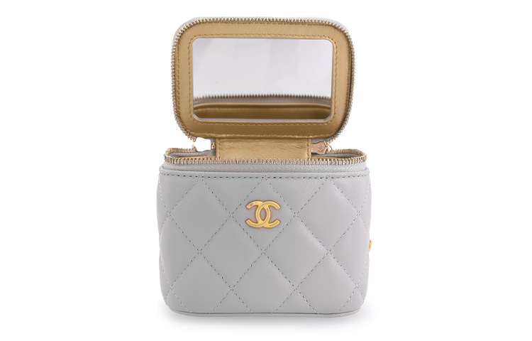 CHANEL Овчинная косметичка Кросс-боди мини Женская серая сумка через плечо — фото 4