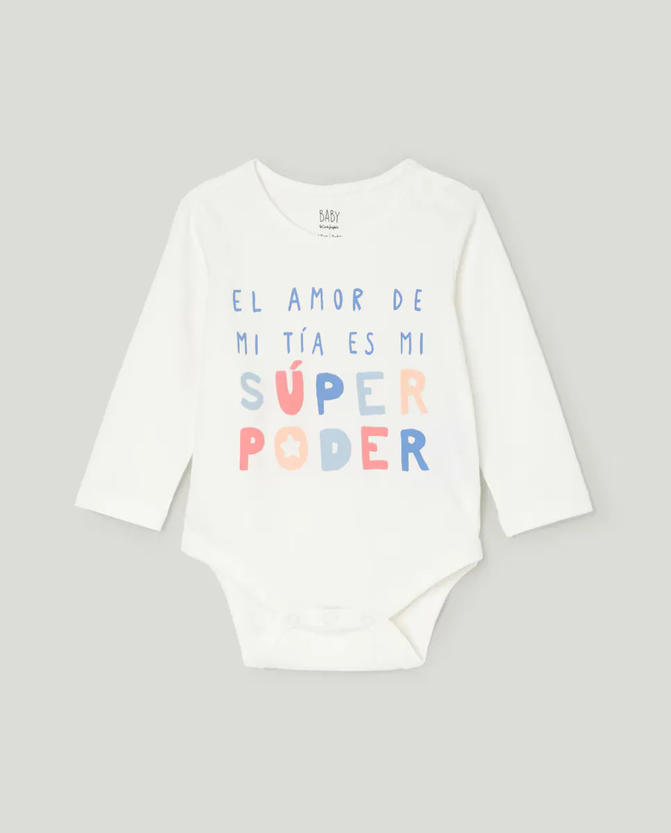 

Детский боди с надписью и длинными рукавами Baby El Corte Inglés, белый