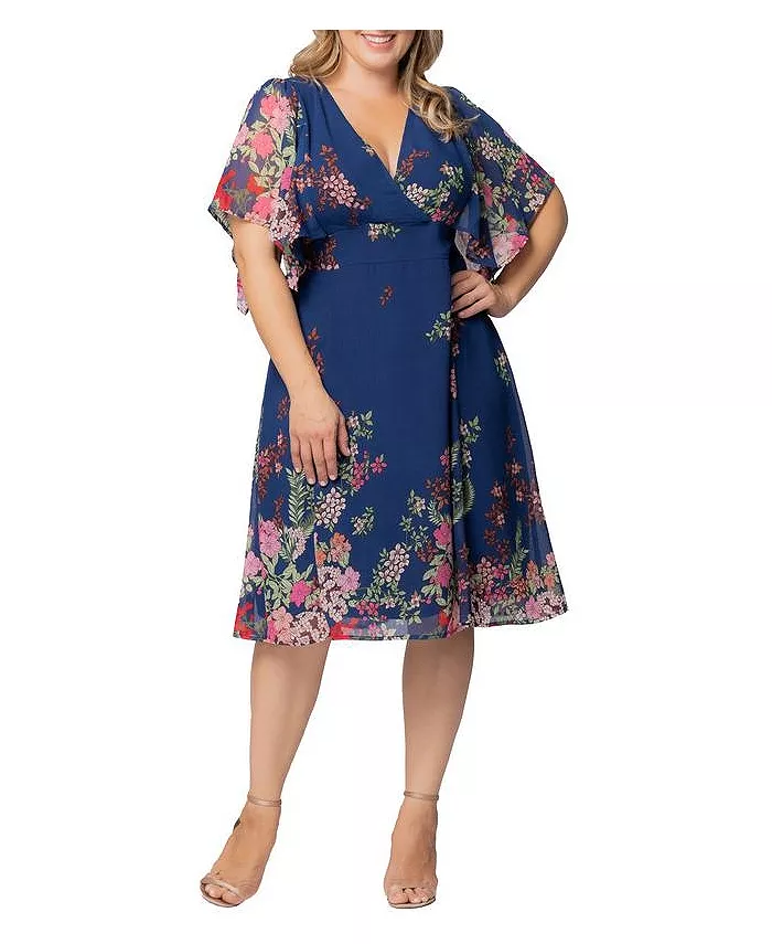 

Платье коктейльное Plus Size Breezy Border Print Kiyonna, синий
