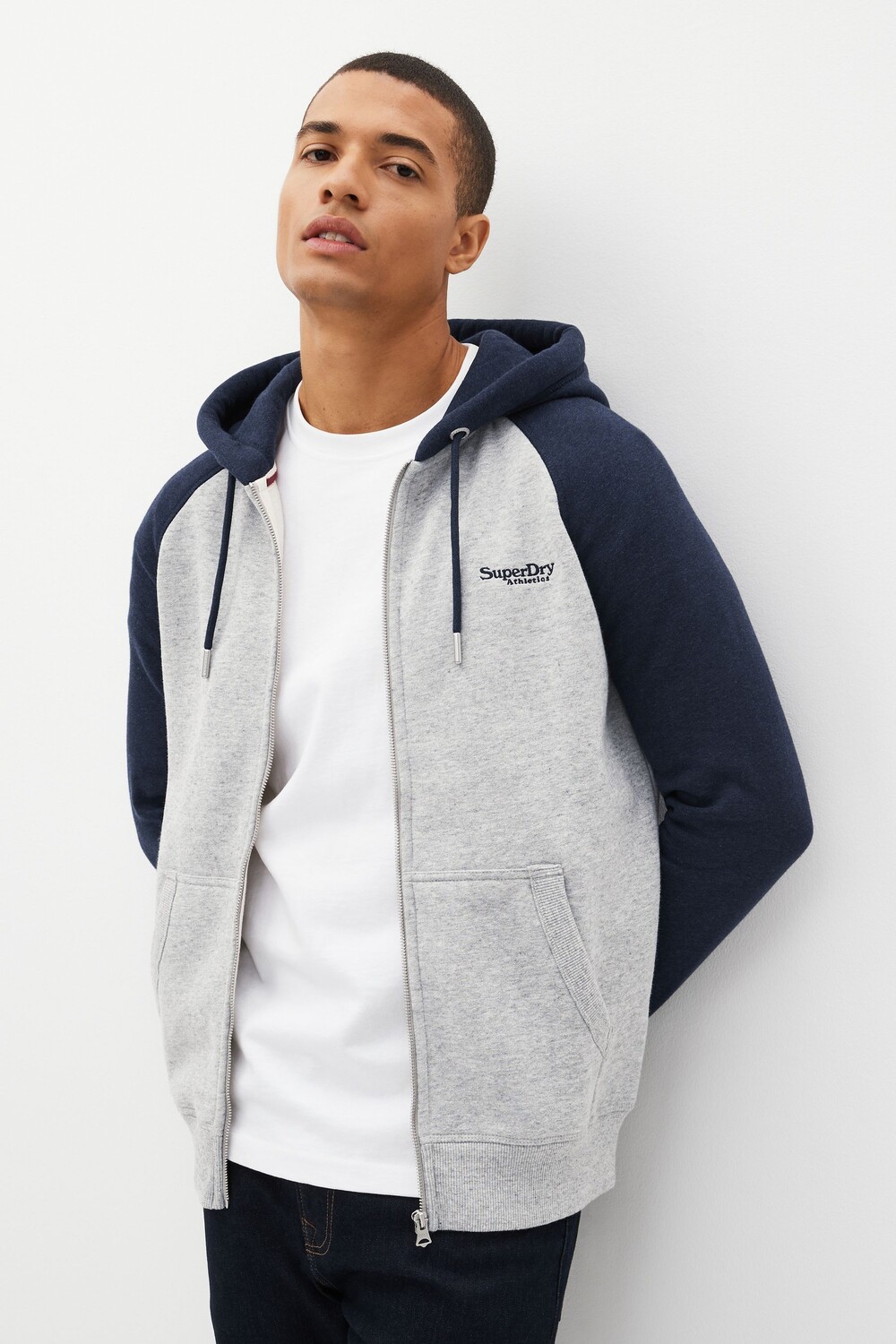 

Худи Essential Baseball на молнии Superdry, серый