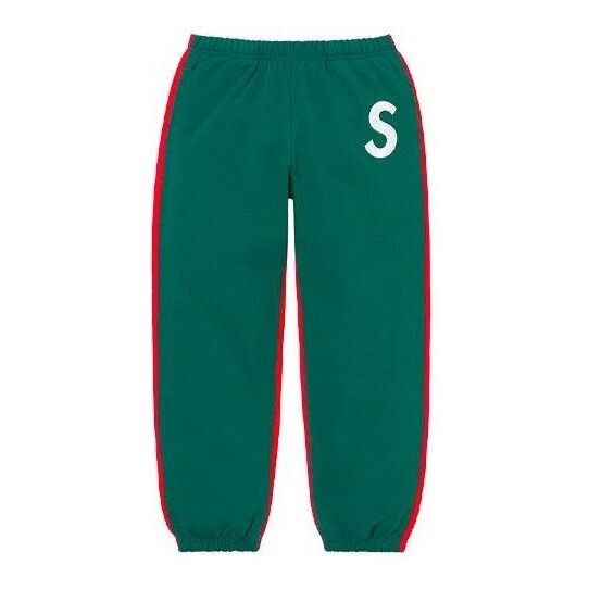 

Брюки s logo split sweatpants 'green red' Supreme, зеленый