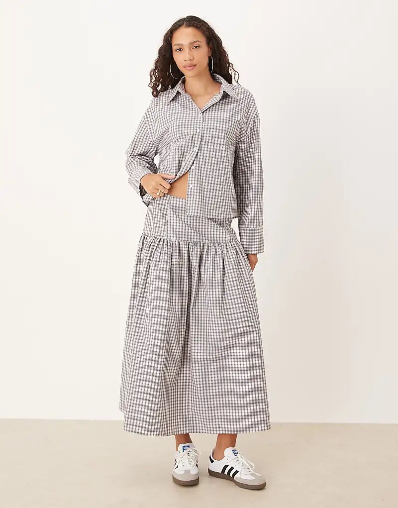 

Юбка макси ASOS DESIGN с заниженной талией в клетку