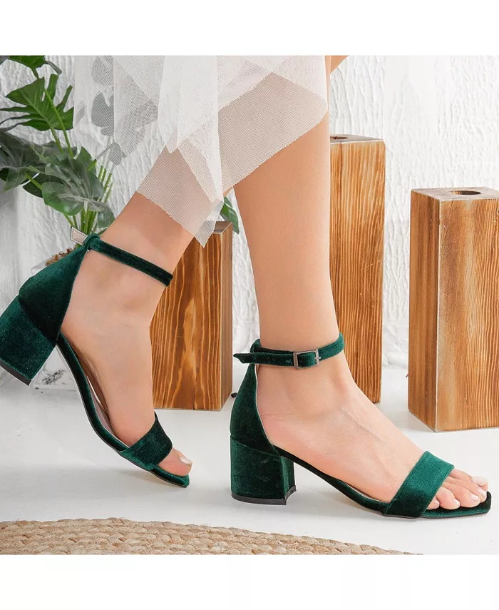 Сандалии Iva на низком квадратном каблуке Forever & Always Shoes, зеленый — фото 2