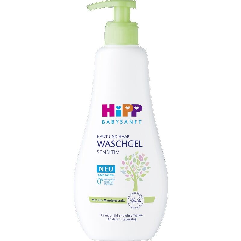 

Гель для мытья кожи и волос, безопасный для детей HiPP, 400 ml