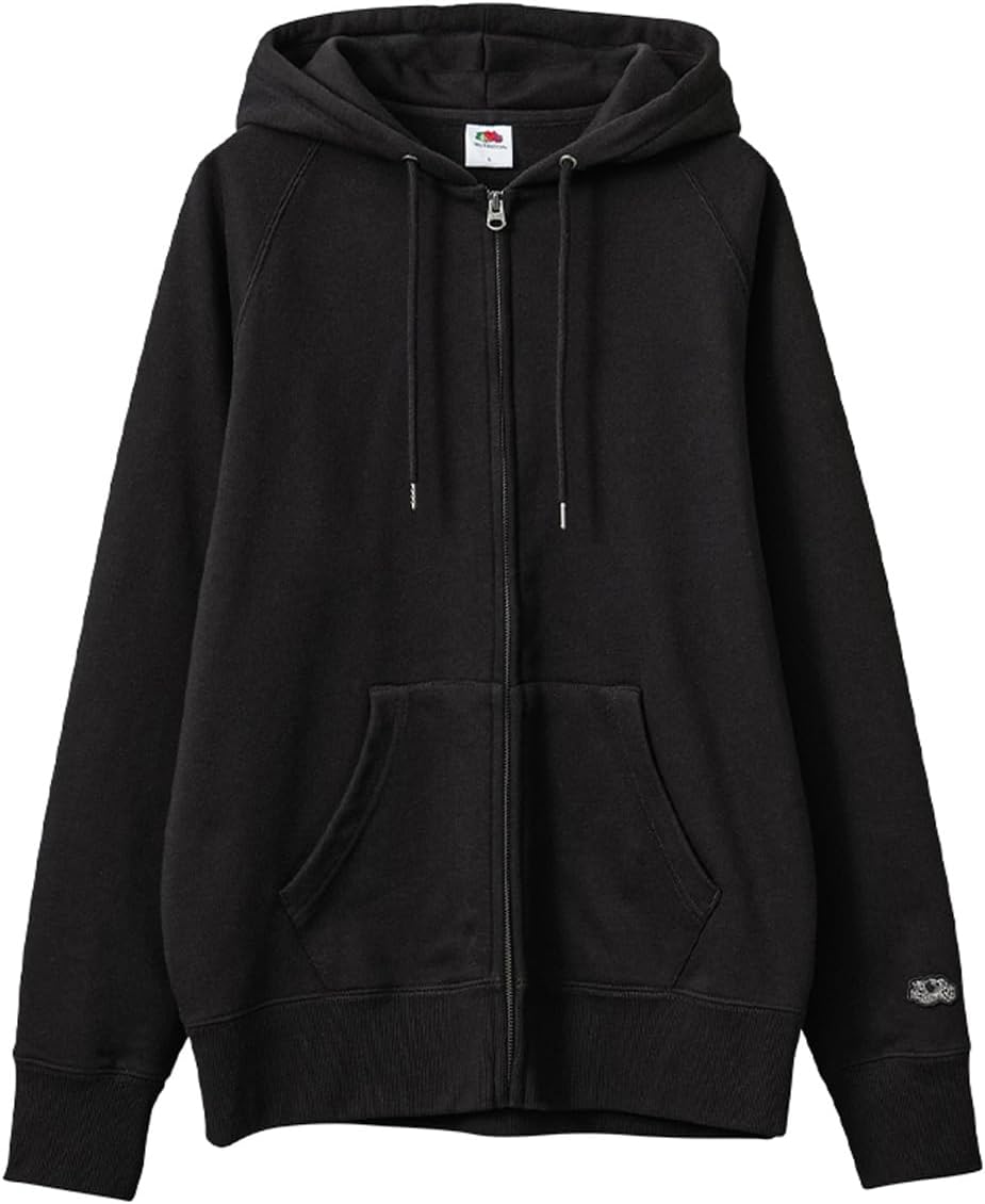 

Худи Fruit of the Loom 81350000, базовая толстовка, худи на молнии, мужская, женская, на флисовой подкладке, однотонная, с капюшоном, черный