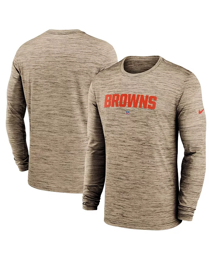 

Мужская коричневая футболка Cleveland Browns Sideline Team Velocity Performance с длинным рукавом Nike