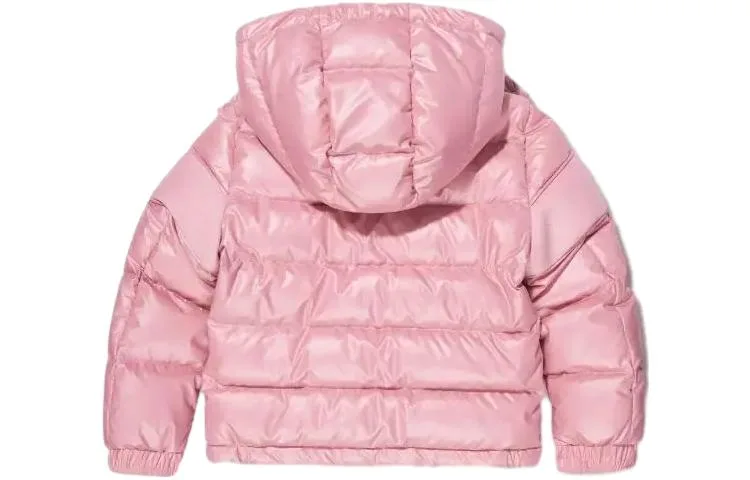 Детская пуховая куртка с капюшоном Moderate Moncler, розовый — фото 4