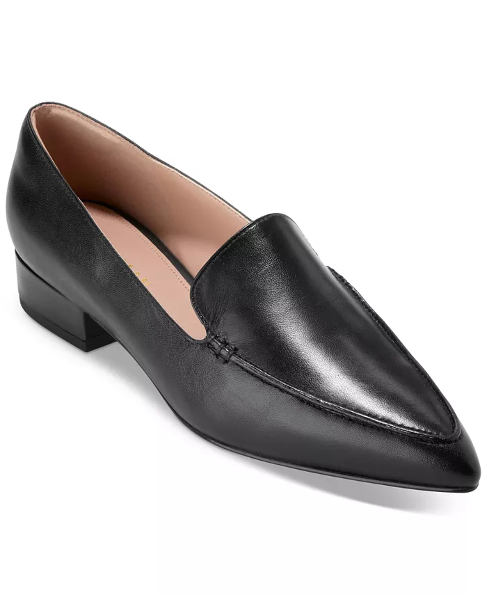 Женские лоферы Valantina с заостренным носком и устойчивым каблуком Cole Haan, черный