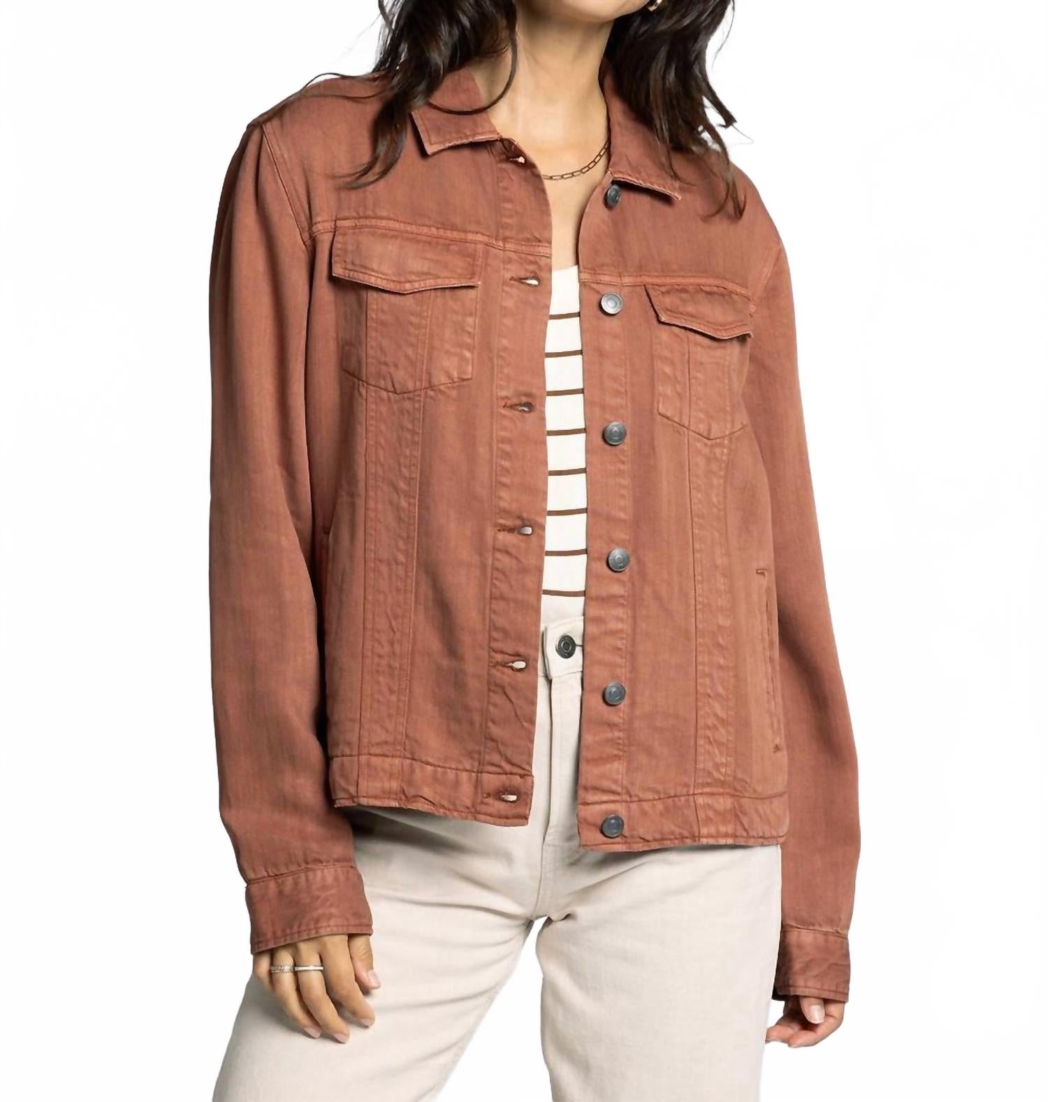 

Thread & Supply Джинсовая куртка Jackie в деревенском коричневом цвете