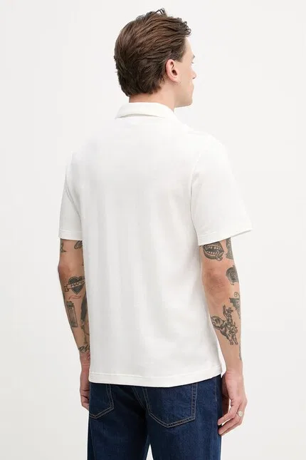 Поло из смесового хлопка и льна Polo Lacoste, бежевый — фото 3