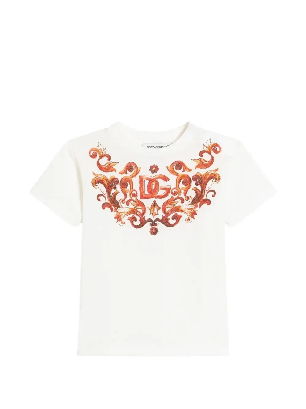 Футболка из джерси с принтом и вышивкой пайетками Dolce & Gabbana Kids, белый