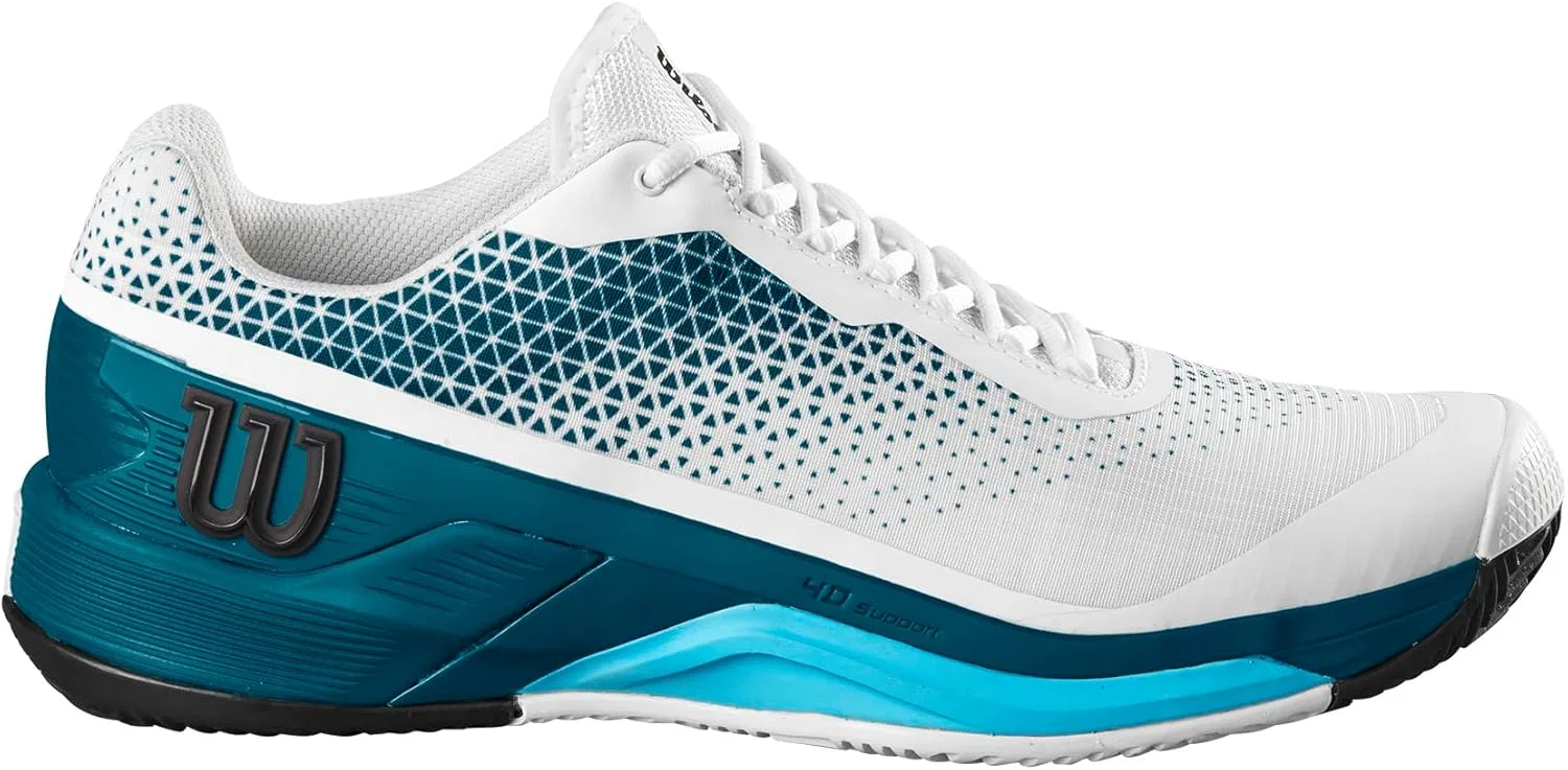 Кроссовки теннисные мужские Wilson Rush Pro 4.0 Clay, White/Blue Coral/Blue Atoll — фото 2