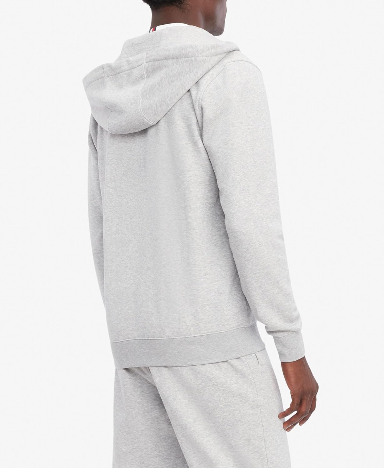 Мужская флисовая толстовка с капюшоном Tommy Hilfiger средней плотности на молнии, Light Grey Heather — фото 4