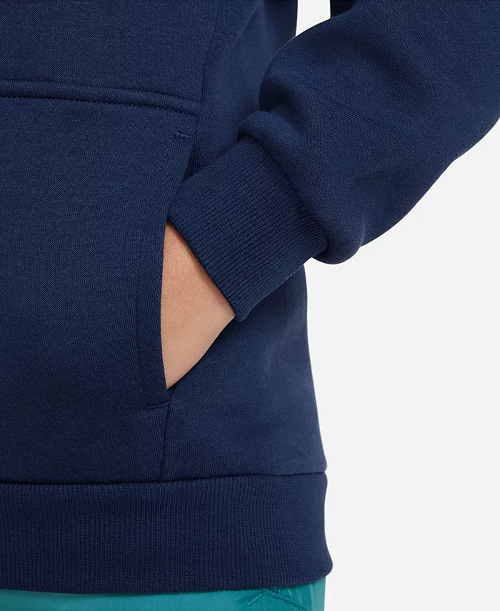 Большой детский спортивный худи Club Fleece с молнией Nike, синий — фото 4