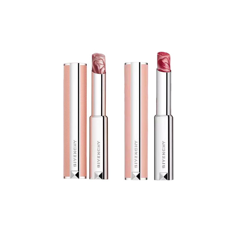 Бальзам для губ Givenchy Rose Perfecto в футляре из розовой кожи: N302 Карамельный чай, 2,8 г + № N117 Черный чай латте, 2,8 г — фото 2