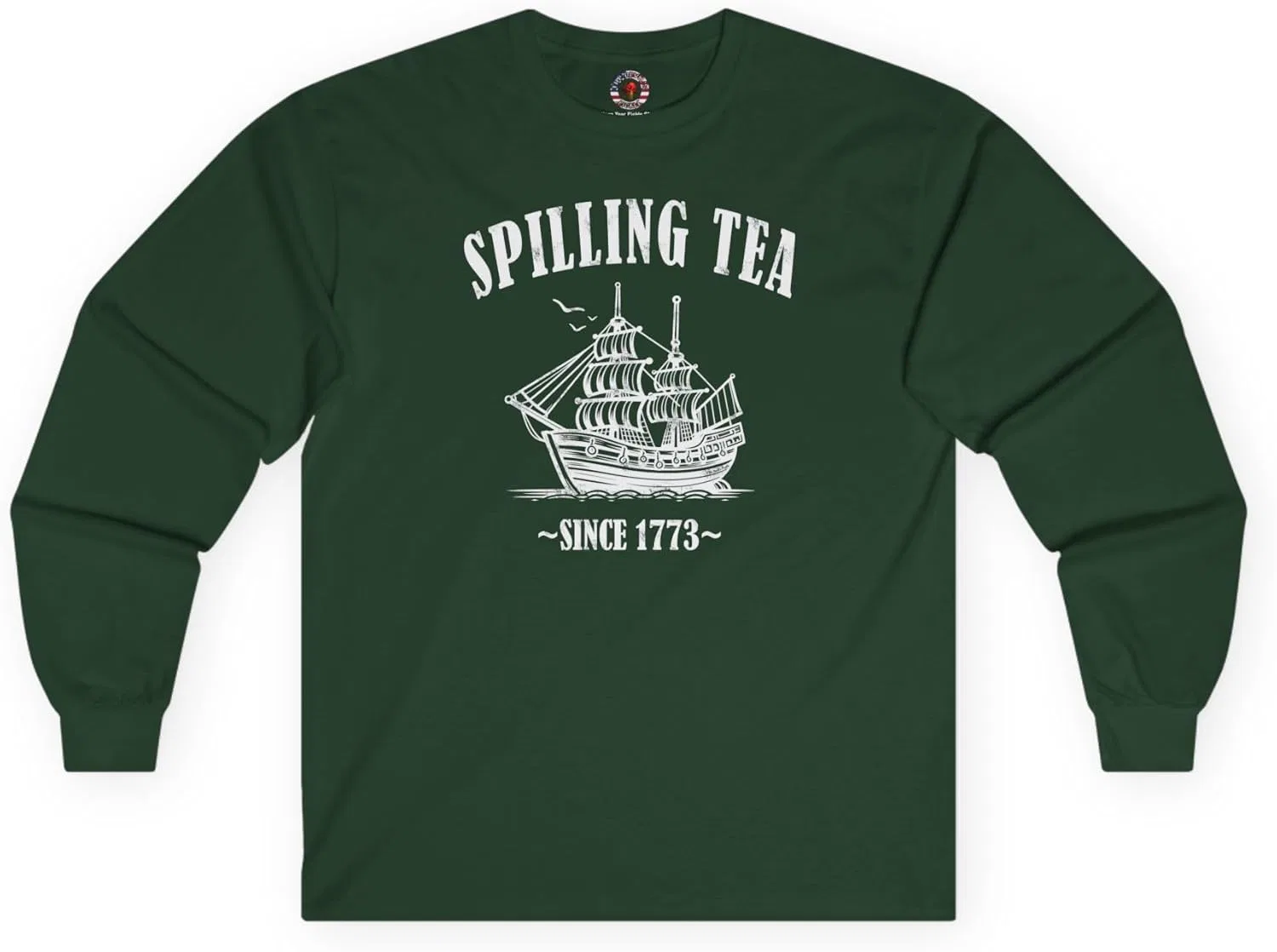 Футболка с длинным рукавом, Spilling Tea Since 1773, Forest Green