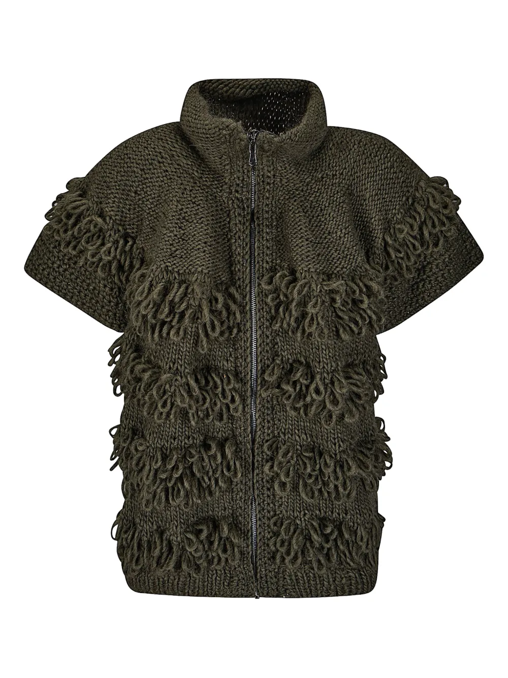 

Кардиган на молнии с бахромой Handmade, зеленый