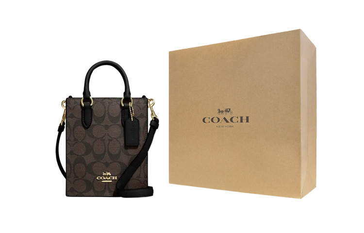 

COACH Кожаная сумка-тоут Шоппер Сумка через плечо Миниатюрная женская сумка Черный
