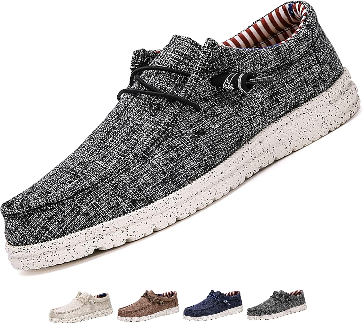 

Мужские слипоны из холщовой ткани с шнуровкой, повседневные удобные туфли с мягкой подошвой для вождения и ходьбы, легкие дышащие и прогулочные лодочные туфли Optigard, черный