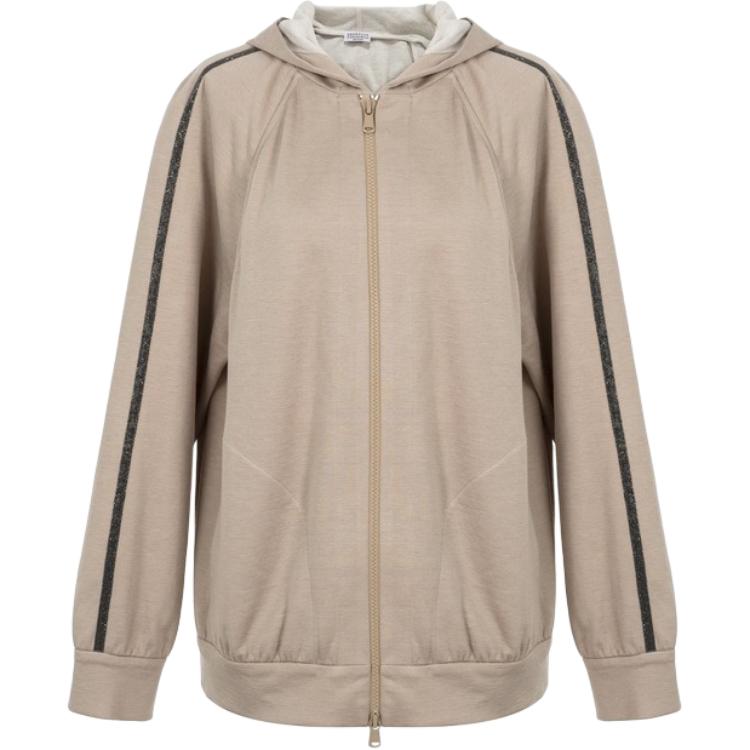 

Brunello Cucinelli Отделанный худи с молнией, Beige