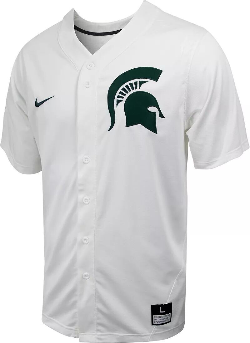 

Мужская белая бейсбольная майка на пуговицах Nike Michigan State Spartans