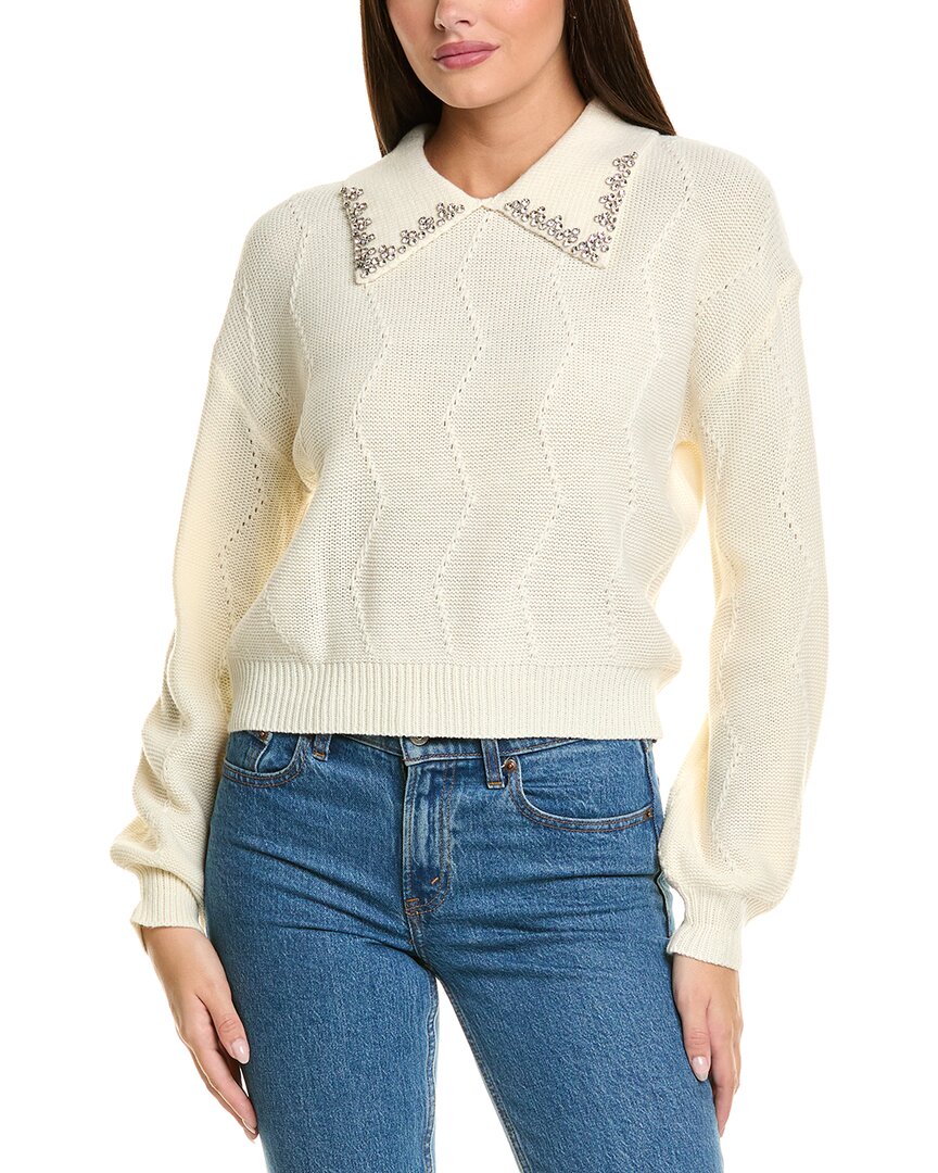 

Lea & Viola Свитер с кристальным воротником, белый