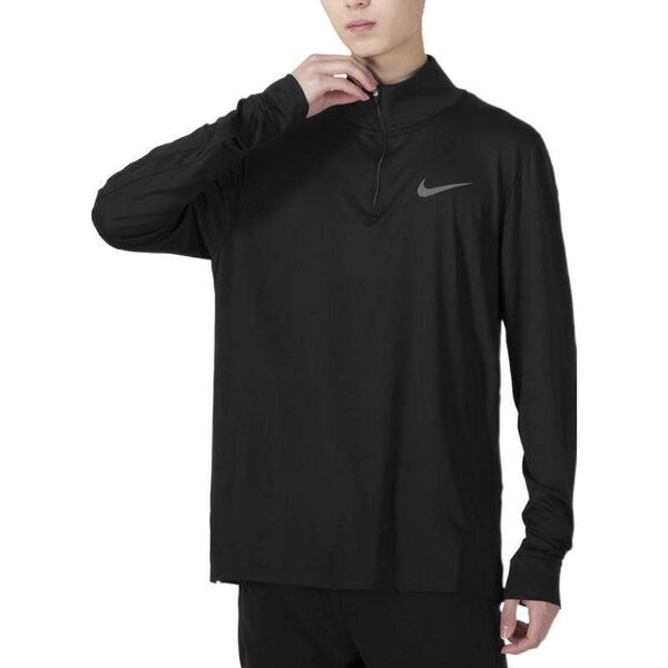 Футболка men's training sports half zipper long sleeves black t-shirt Nike, черный — фото 3