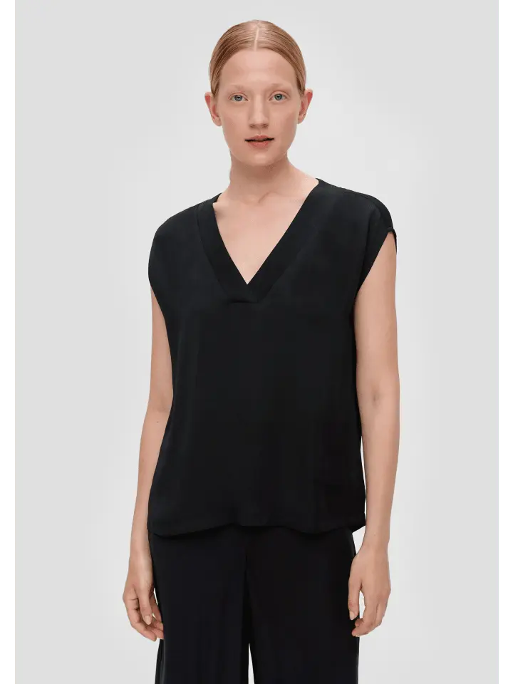 

Блуза sOliver BLACK LABEL kurzarm, черный