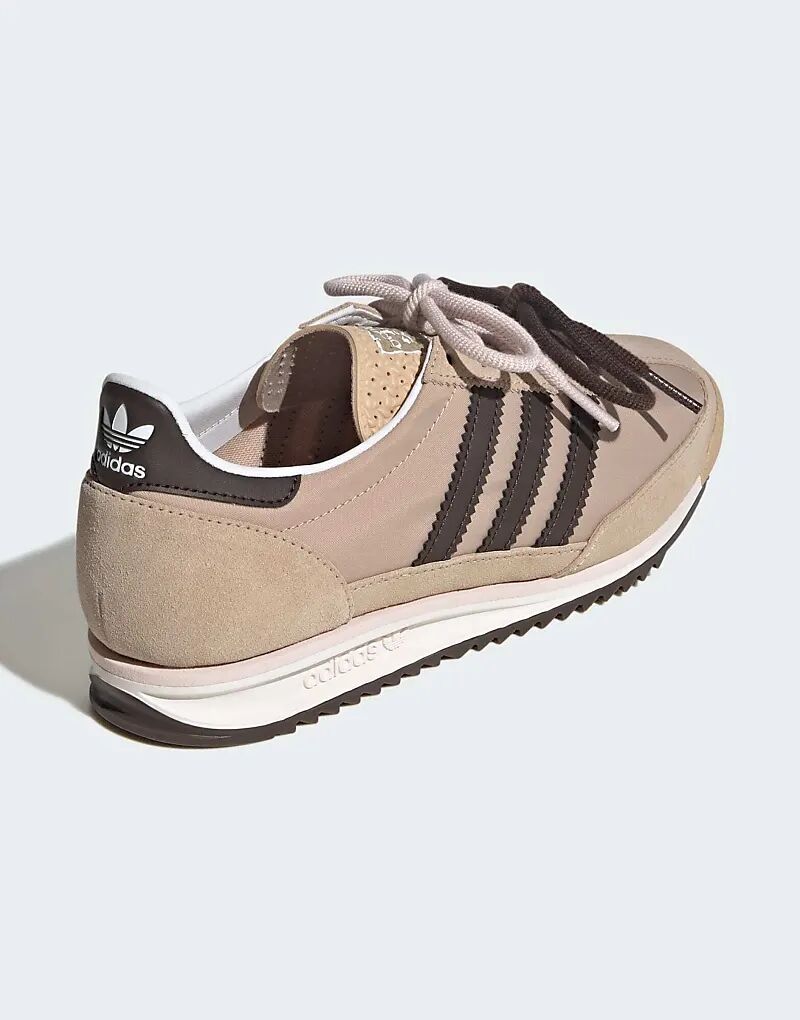 Кроссовки Adidas Originals SL 72 OG с двойной шнуровкой бежевого и темно-коричневого цветов — фото 3