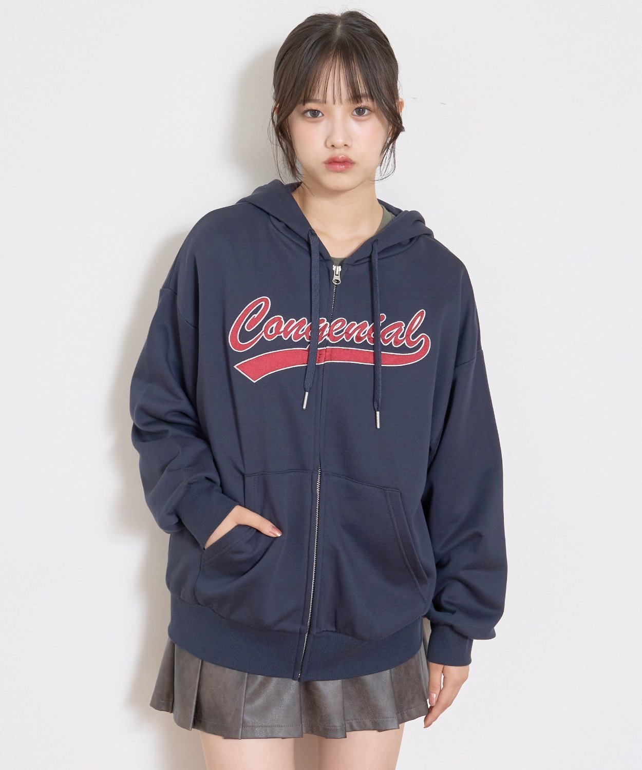 Толстовка Apple Loose на молнии Lovetoxic, Navy blue
