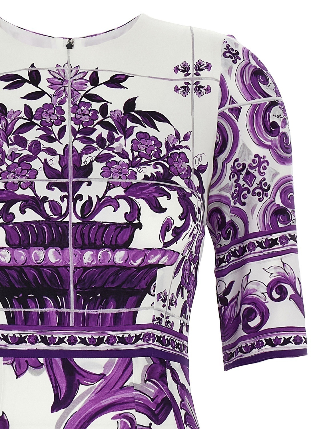 Платье с принтом "майолика" DOLCE & GABBANA, фиолетовый — фото 3